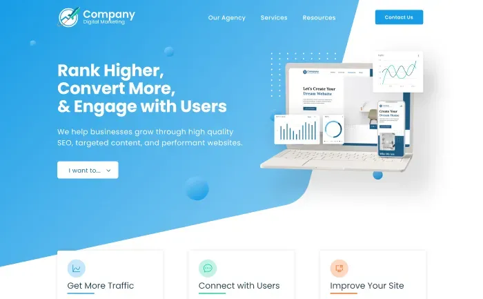 laptop and mobile phone mockup of modern website