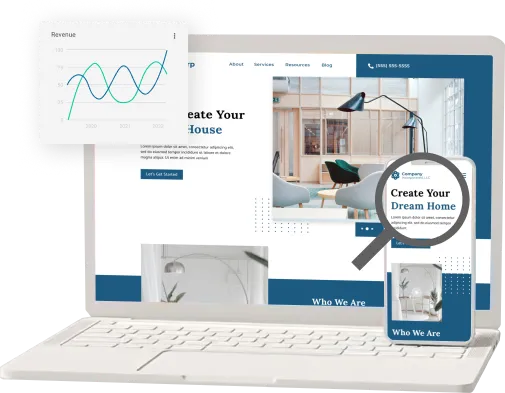 laptop and mobile phone mockup of modern website