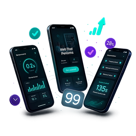 Mobile website design with Lighthouse performance score
